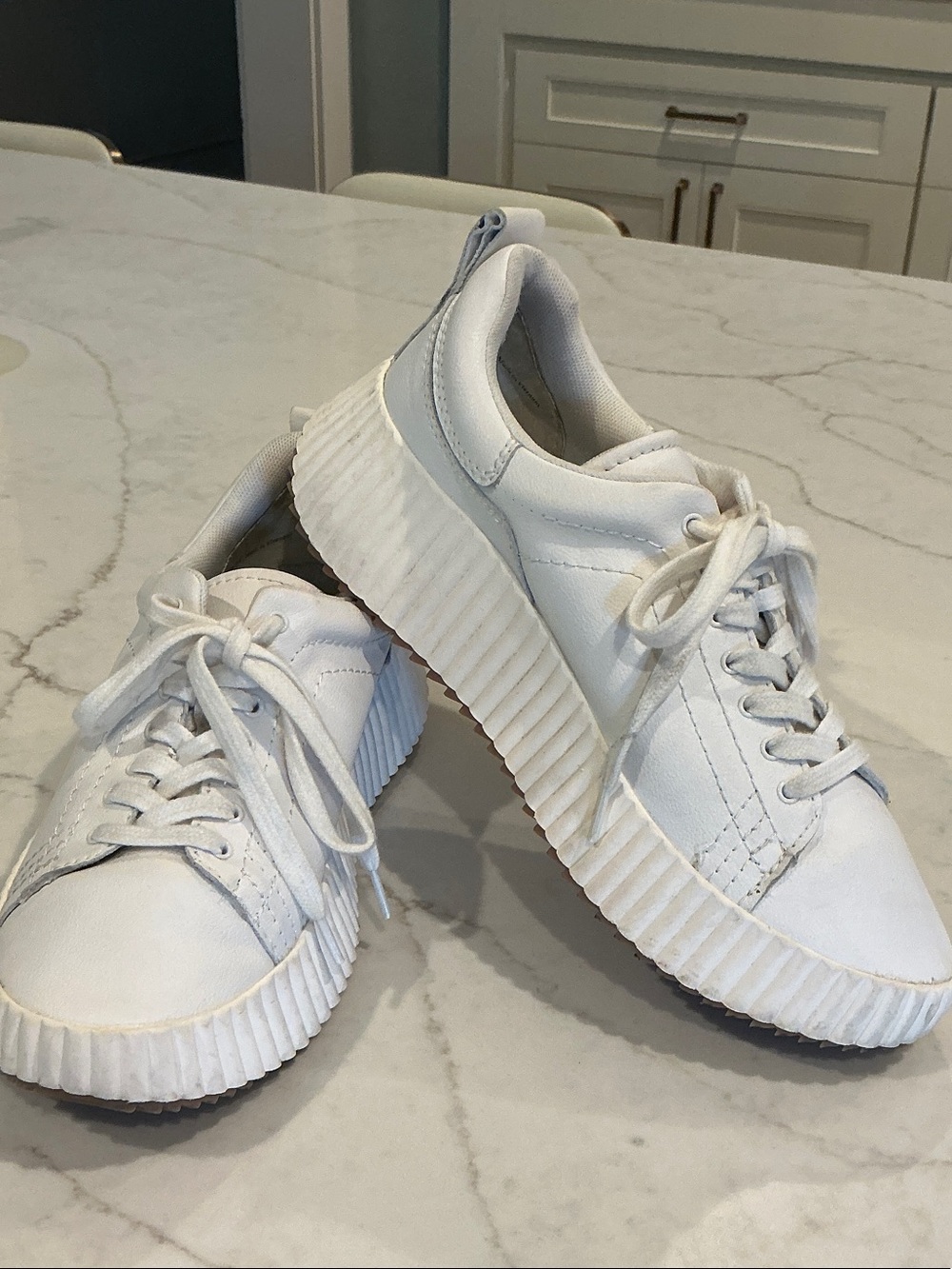 Dolce Vita white leather platform sneakers